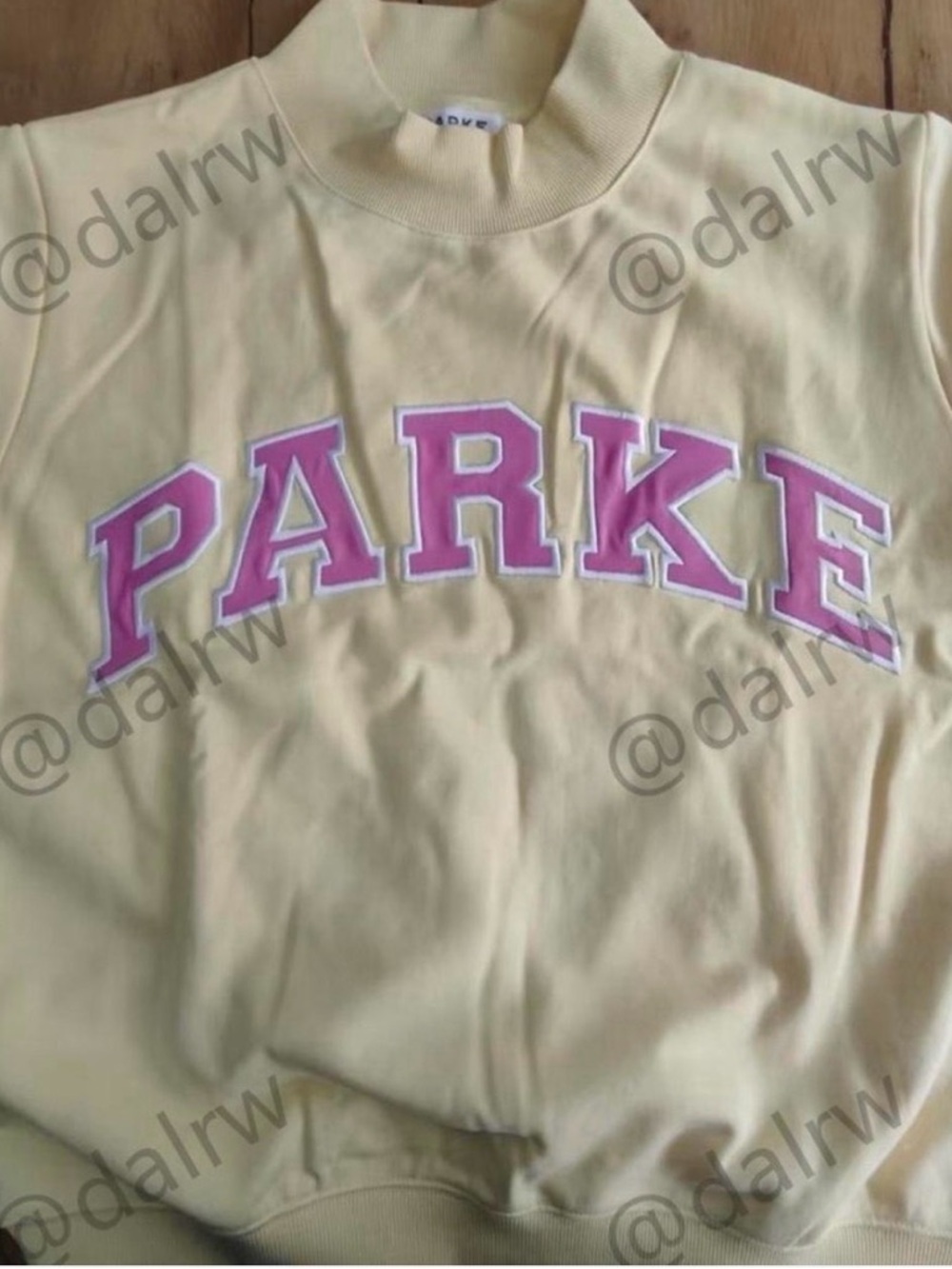 Parke Yellow Pullover Sweatshirt with Pink Lettering
